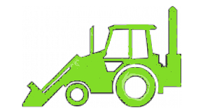 A green tractor on a white background.